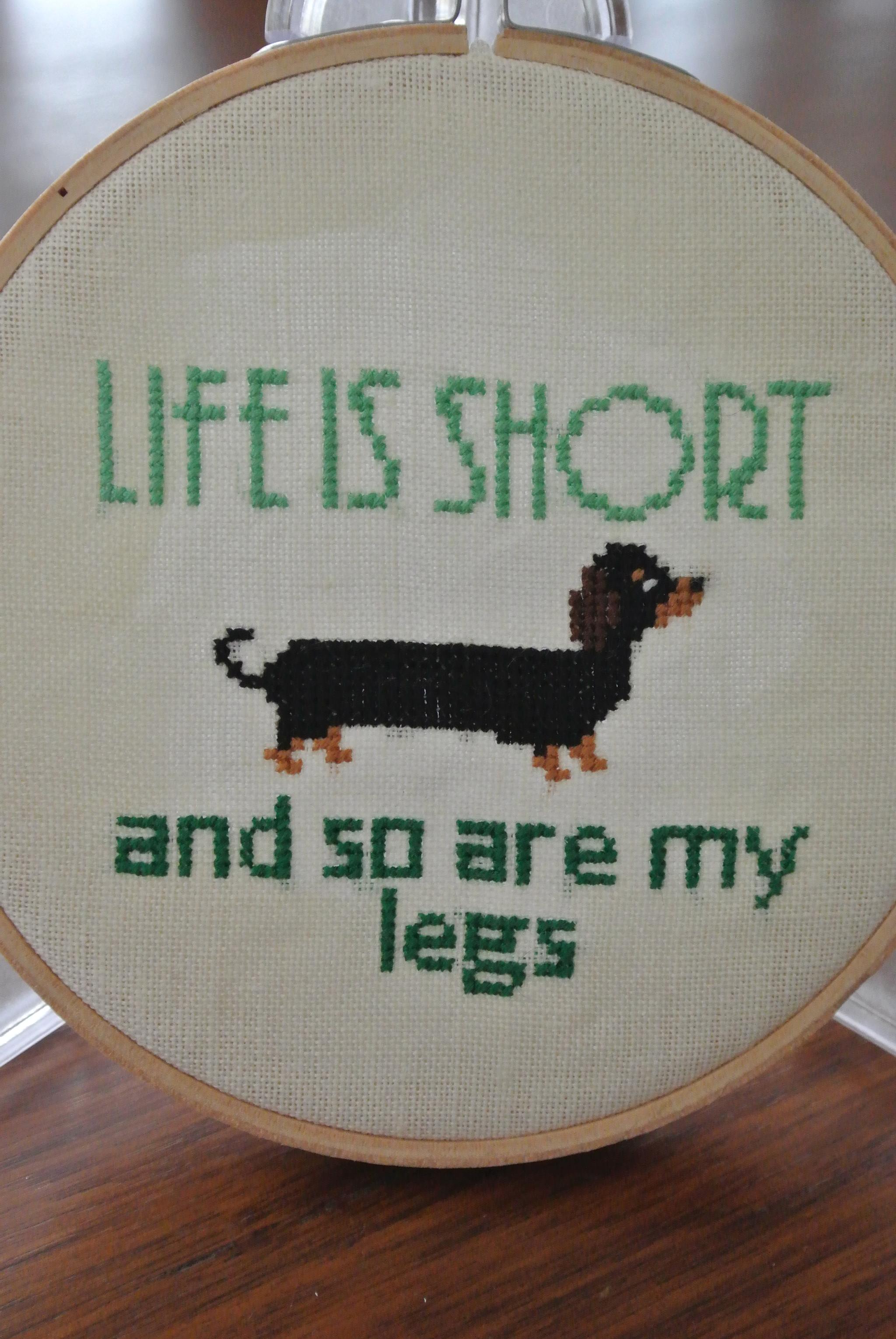 Life is Short Dachshunds Cute Cross Stitch Pattern