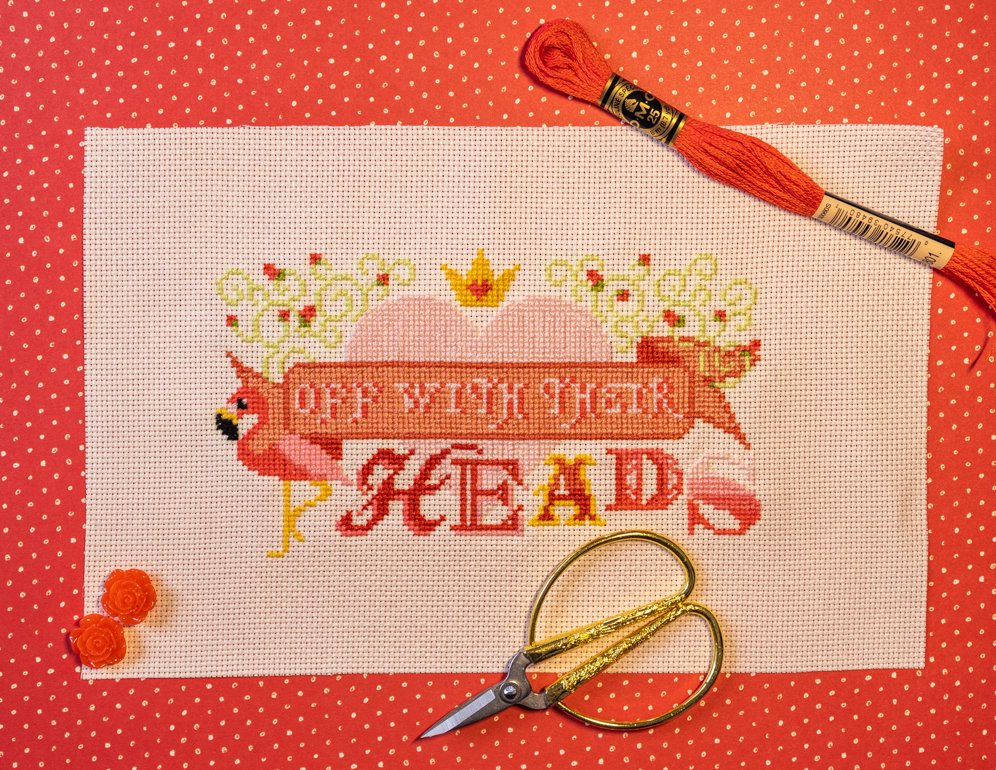 Off with their Heads - Queen of Hearts Cross Stitch Pattern
