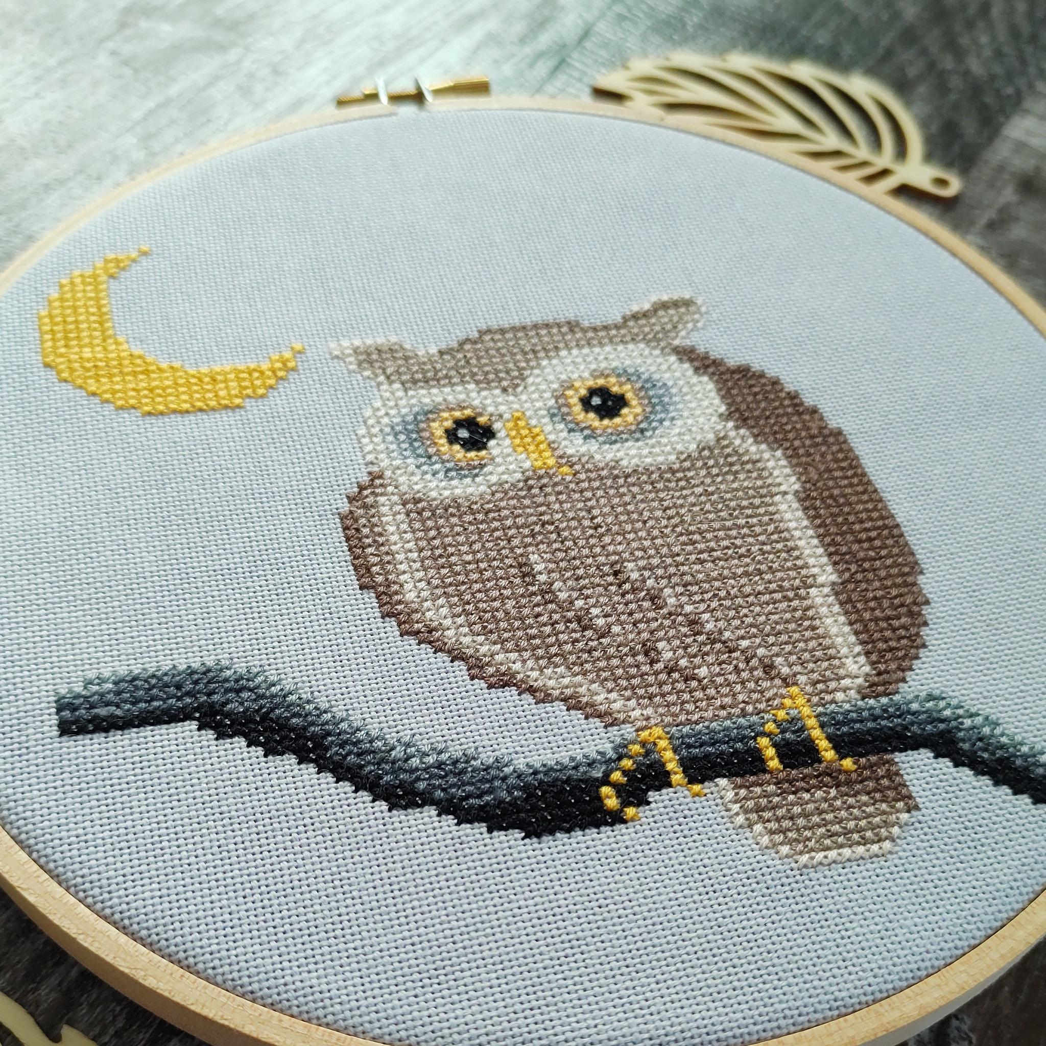 Moonlight Owl - Modern Cross Stitch Pattern