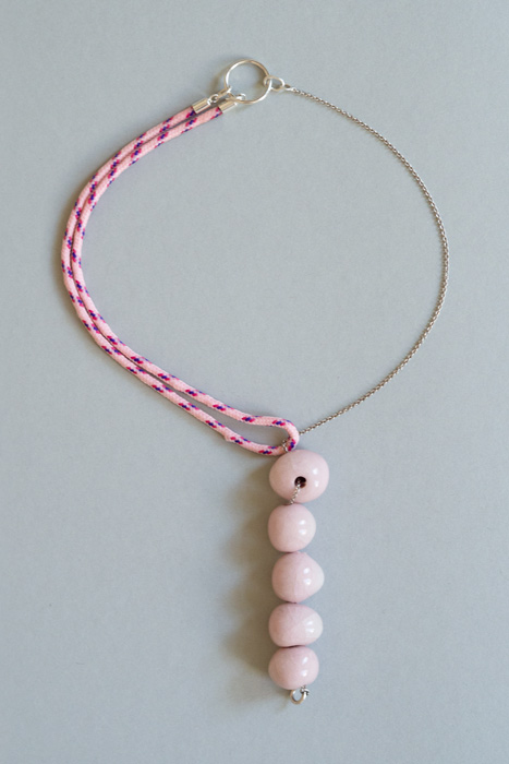 SEMERU pink pearls porcelain and Sterling silver jewelry