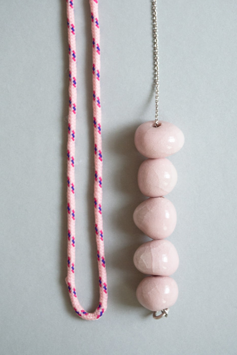 SEMERU pink pearls porcelain and Sterling silver jewelry