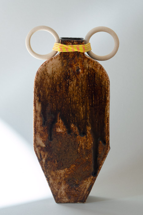 VESTIGE glazed vase with neon yellow rope