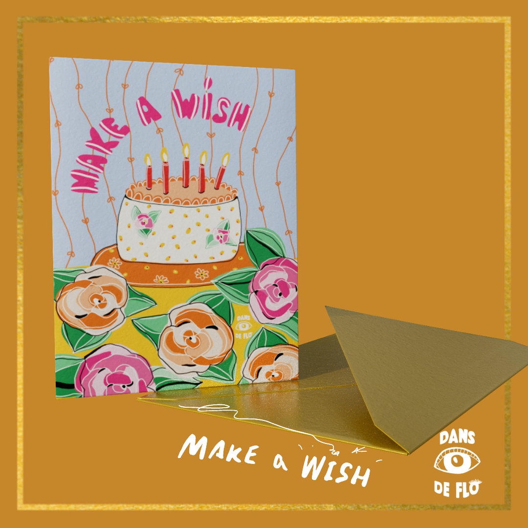 A cake with candles , some flowers and a sparkly garlands, you are ready to make a wish.