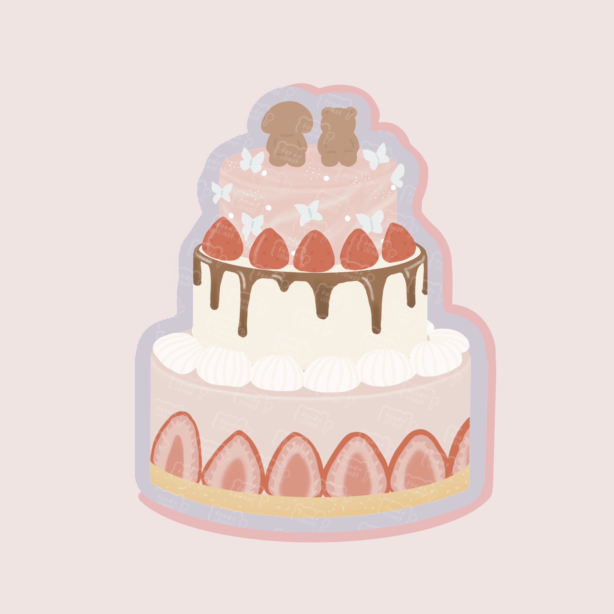 Matte/Glitter Three Tiered Cake Die Cut Sticker