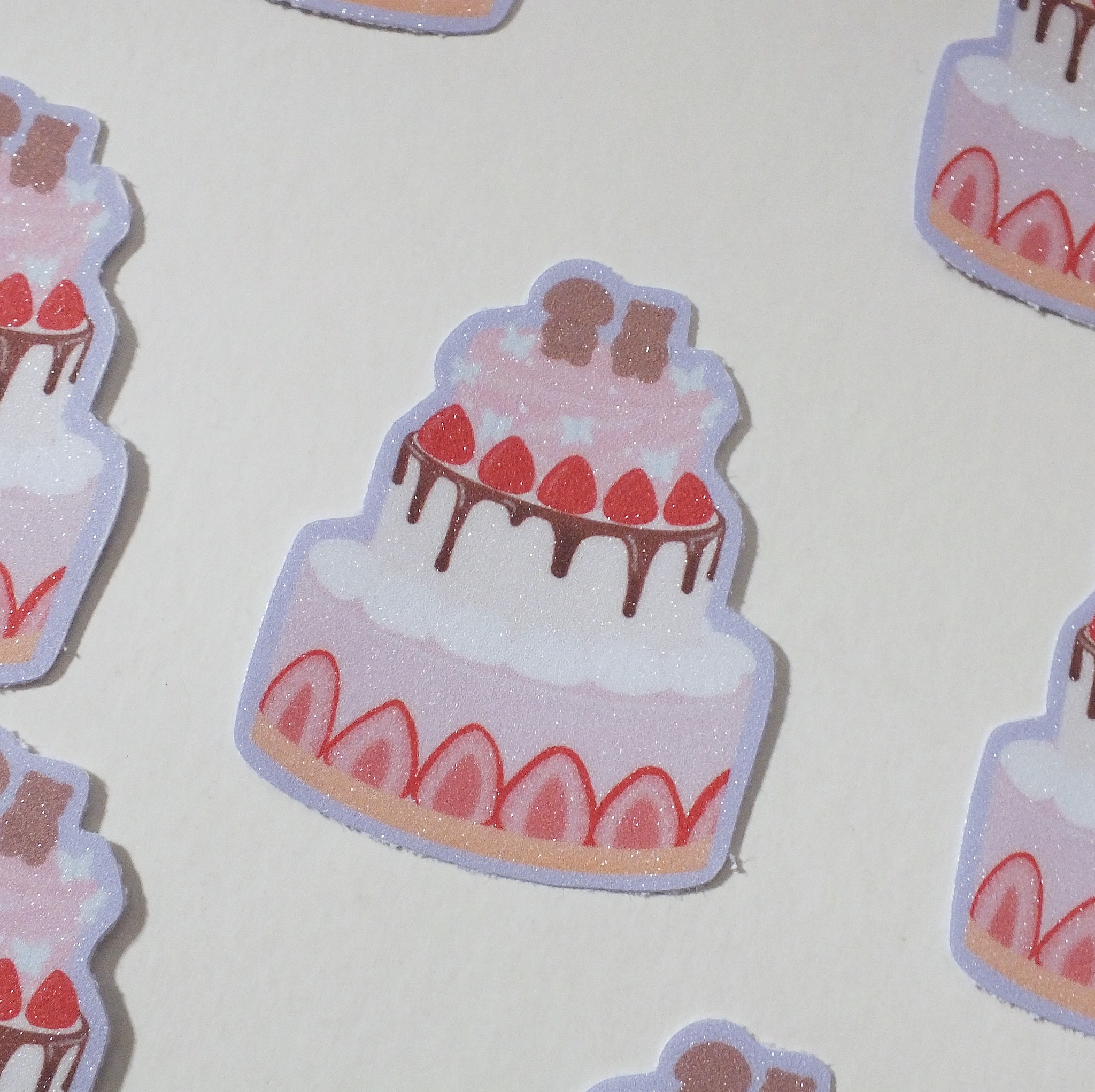 Matte/Glitter Three Tiered Cake Die Cut Sticker