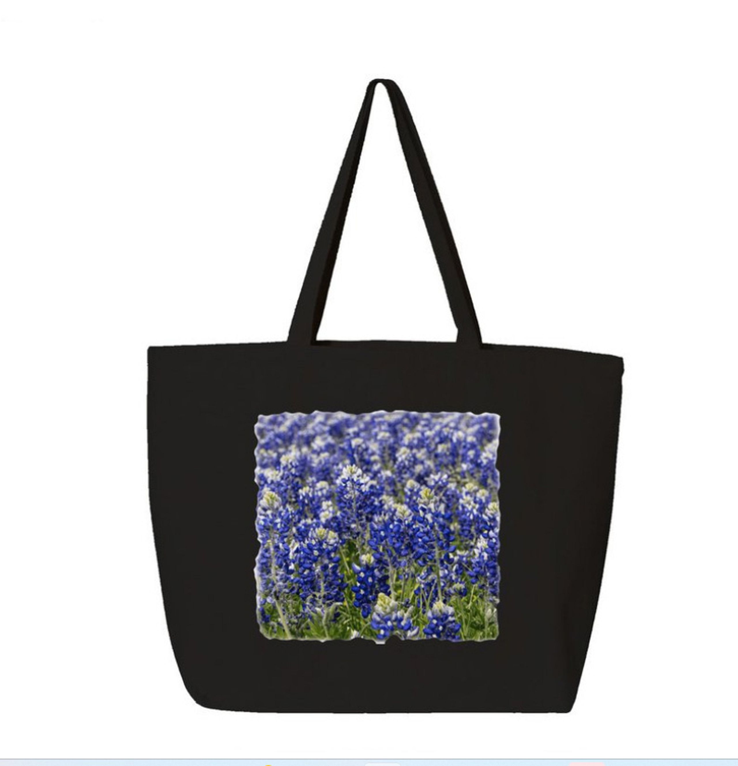 Jumbo Tote in 2 Colors with Bluebonnets