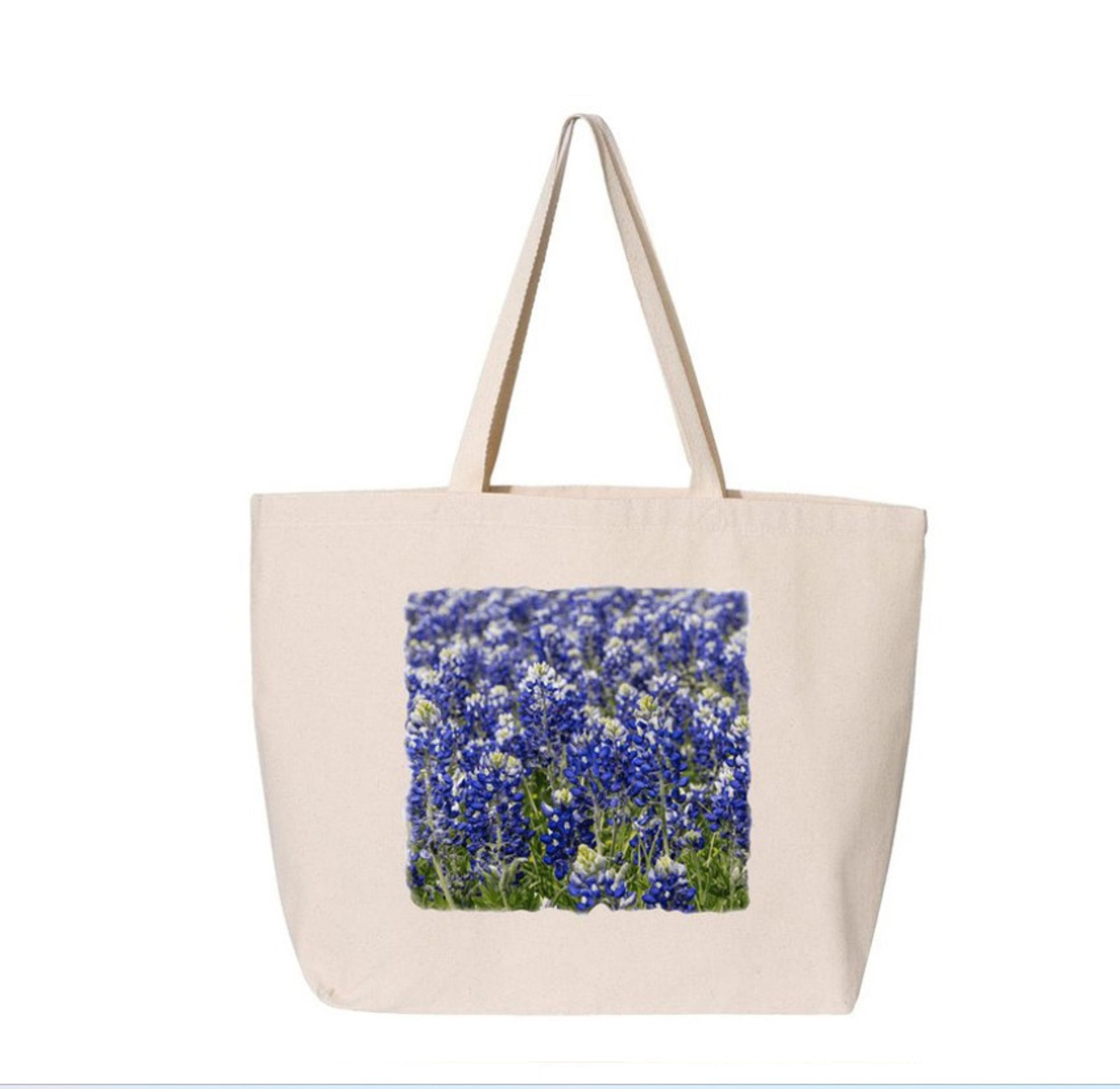 Jumbo Tote in 2 Colors with Bluebonnets