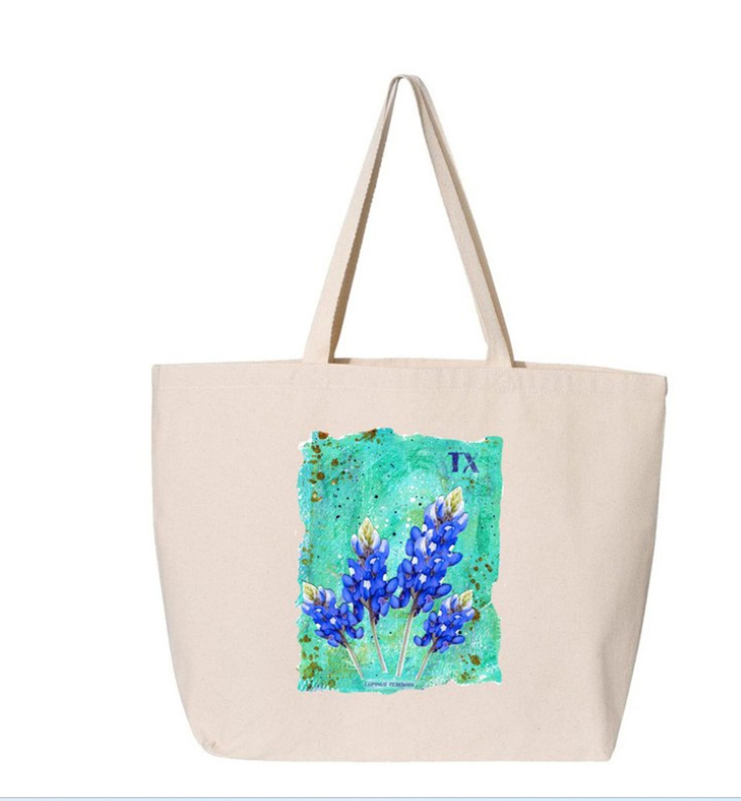 Jumbo Tote in 2 Colors with Bluebonnet Design