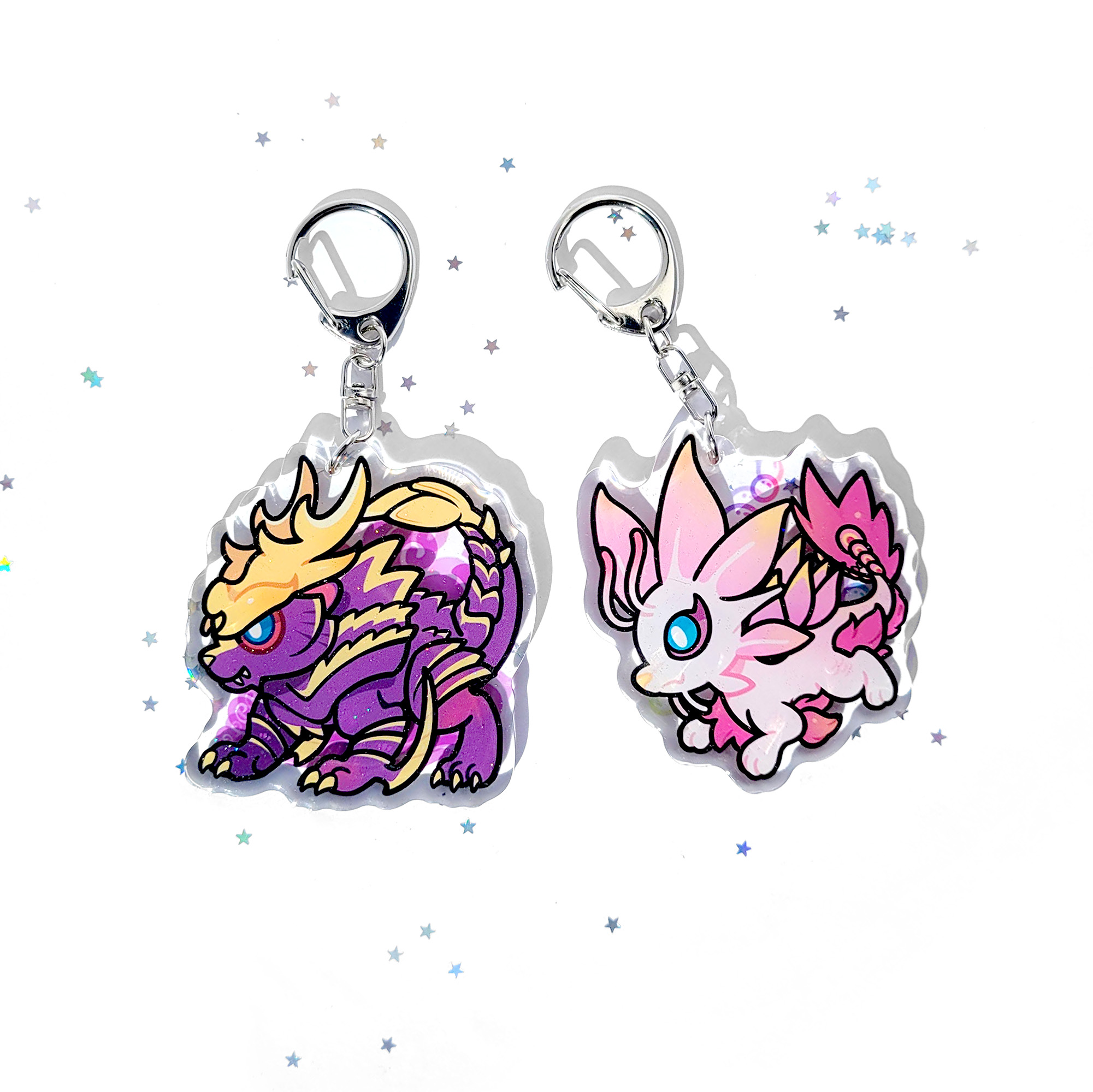 monster hunter glitter acrylic keychain