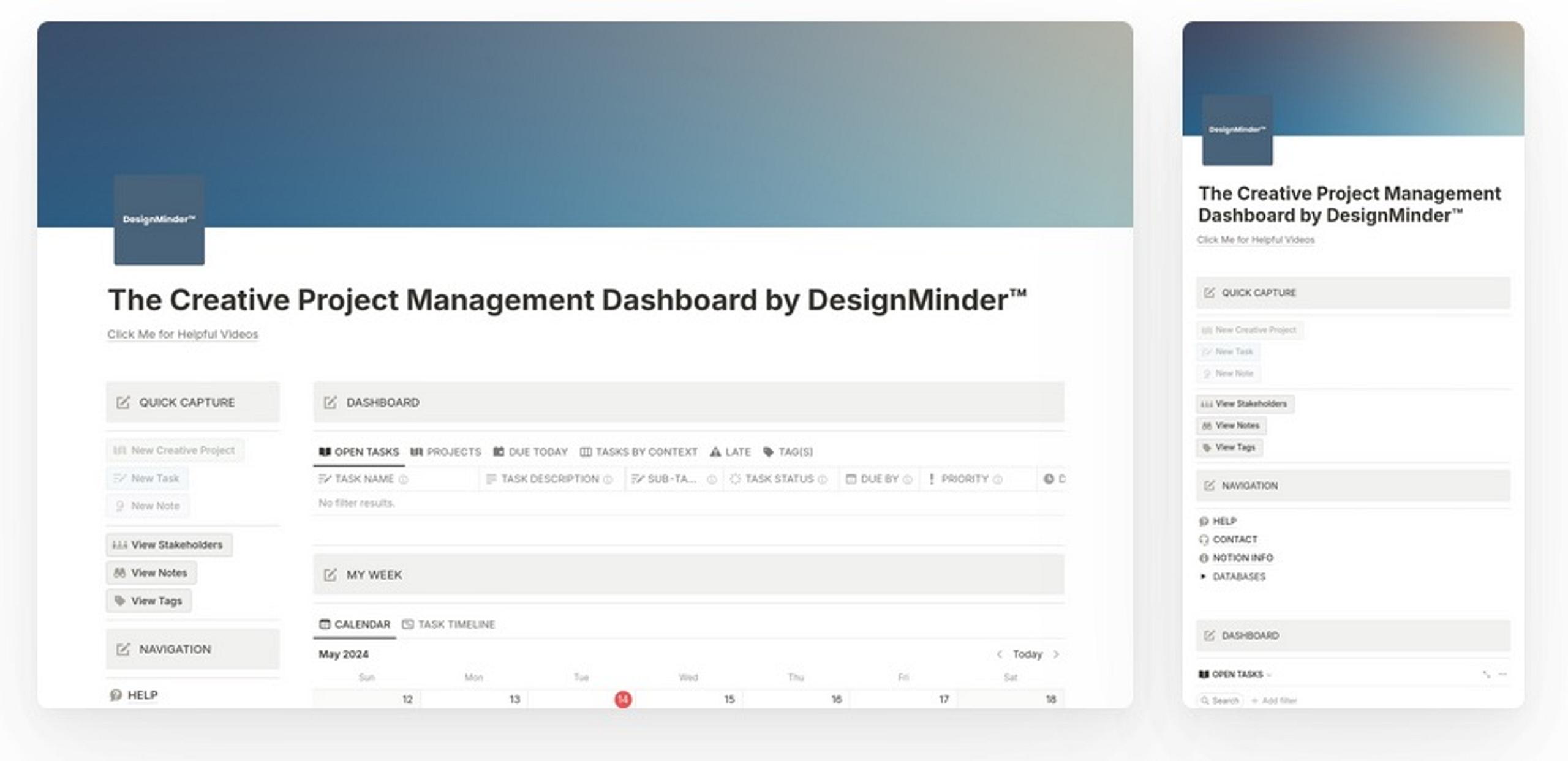 The Creative Project Management Notion Dashboard by DesignMinder™