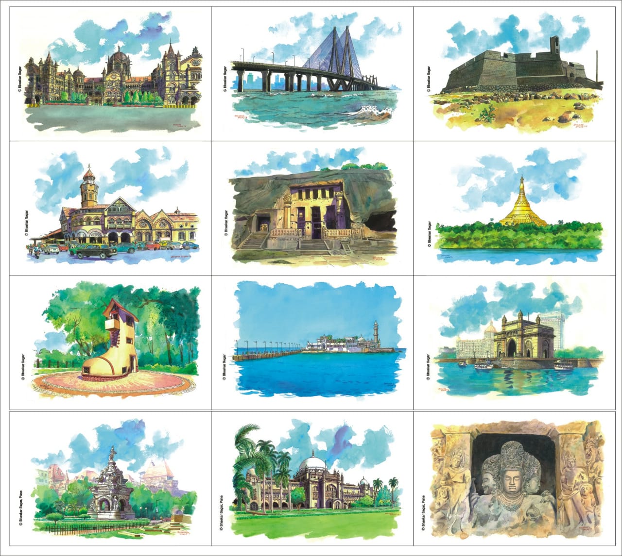 MUMBAI ARTWORKS BY BHASKAR 12 POSTCARDS