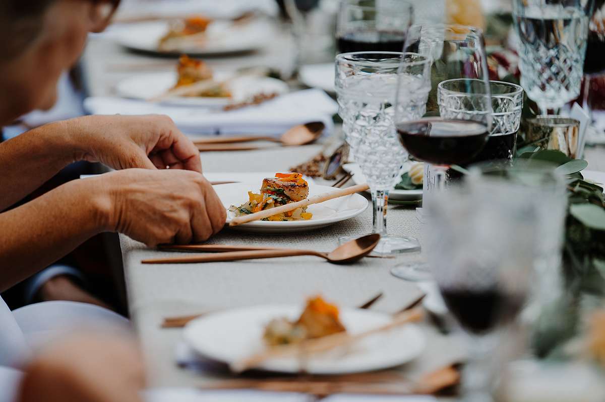 Upscale Colorado wedding photography, catered food.