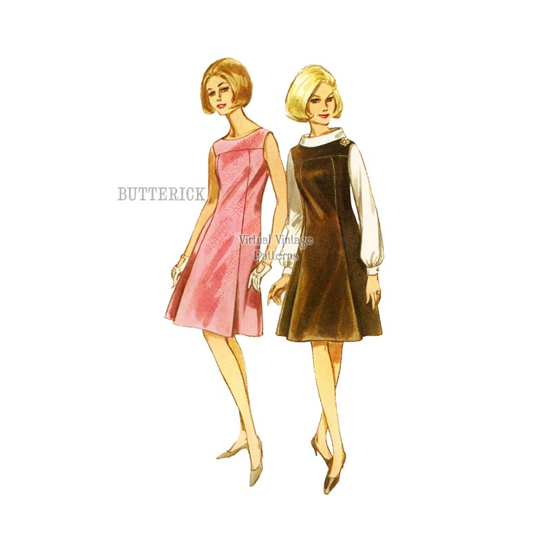 1960s Jumper Dress Pattern, Butterick 4109, Vintage Sewing Pattern, Bust 34, Uncut