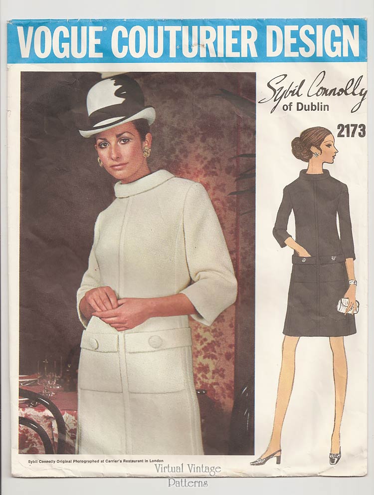 1960s Vogue Couturier 2173, Sybil Connolly Vintage Dress Pattern, Bust 34