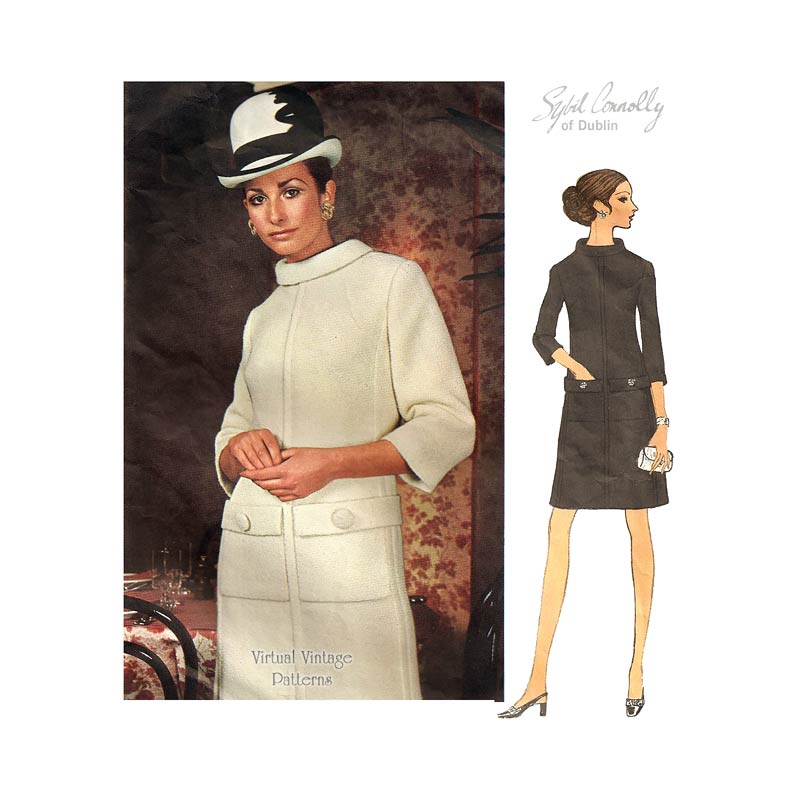 1960s Vogue Couturier 2173, Sybil Connolly Vintage Dress Pattern, Bust 34