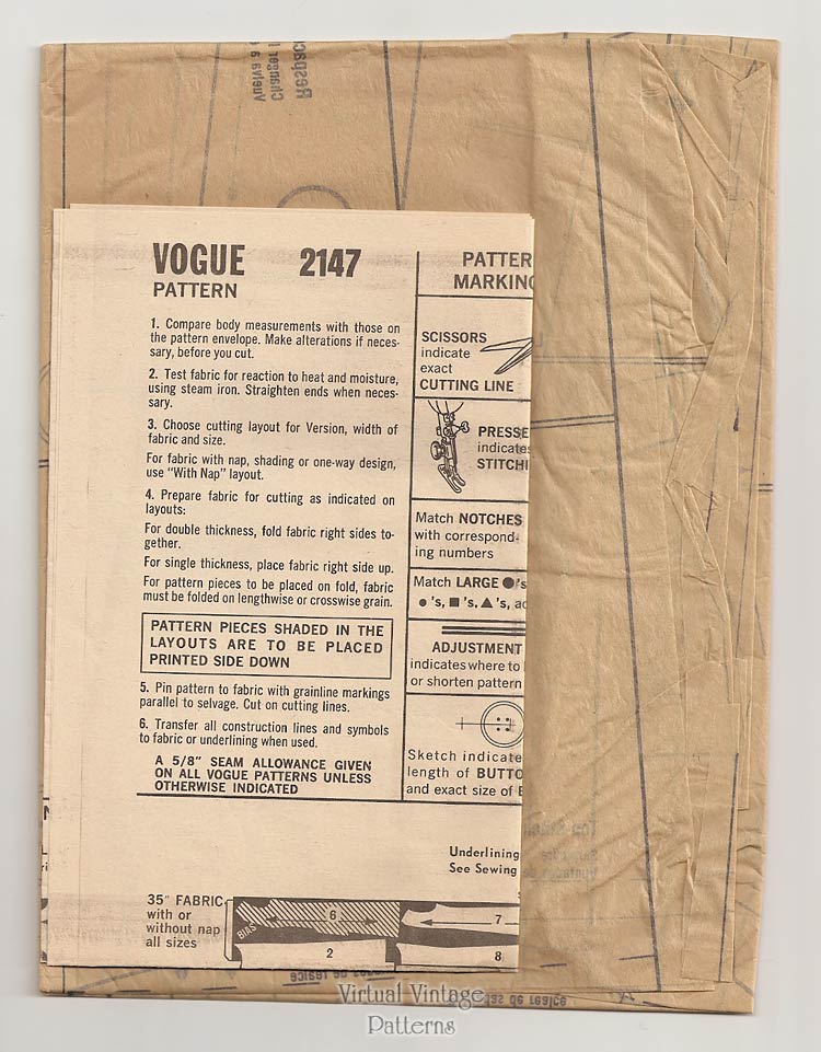 1960s Coatdress Pattern, Vogue Couturier 2147, Galitzine Dress Pattern, Bust 34, Uncut