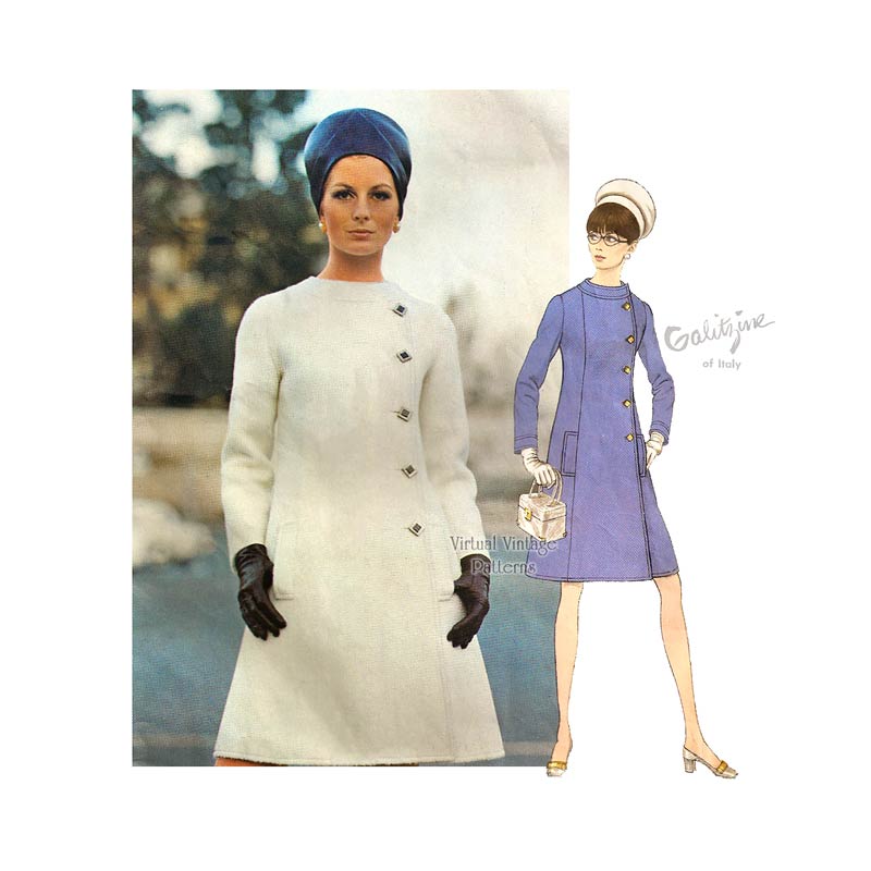 1960s Coatdress Pattern, Vogue Couturier 2147, Galitzine Dress Pattern, Bust 34, Uncut