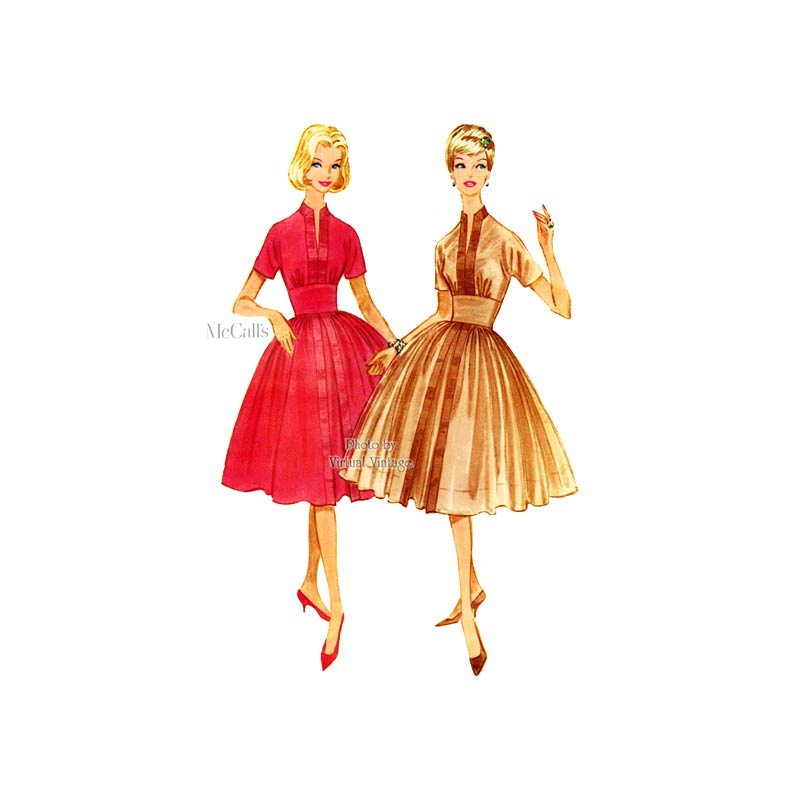 1960s Full Skirt Dress Pattern McCalls 5403, Vintage Sewing Pattern, Bust 36