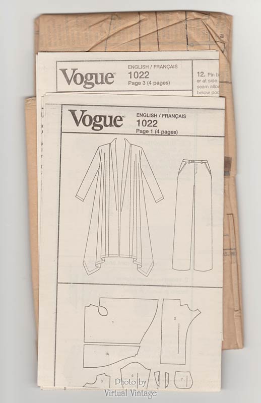 Issey Miyake Vogue Pattern V1022, Womens Jacket and Pants, Size S M