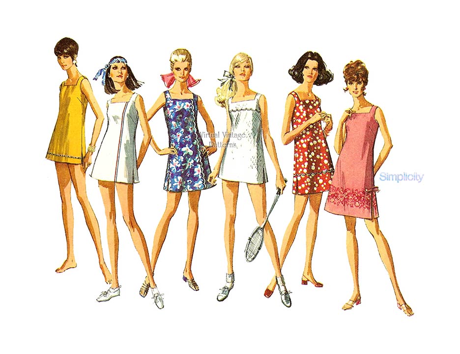 60s Micro Mini Dress Pattern, Simplicity 8203, A Line Dress & Shorts, Bust 38, Uncut