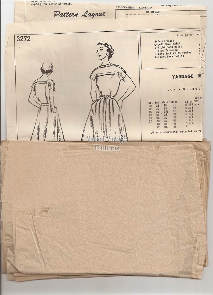 1950s Wrap Dress Pattern, Woman’s Day 3272, Bust 36 Vintage Sewing Pattern