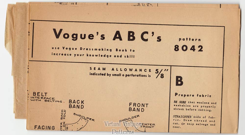 Vogue Sheath Dress Pattern 8042, 1950s Vintage Sewing Pattern, Uncut
