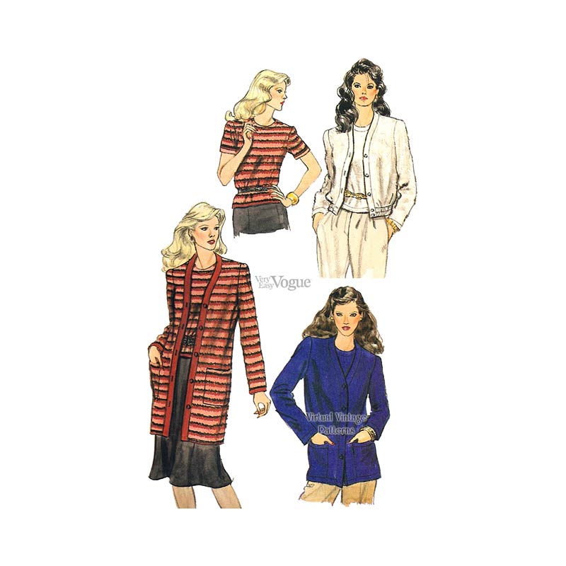 Womens Cardigan Jacket Pattern, Very Easy Vogue 8117, Knit Top & Jacket, Uncut