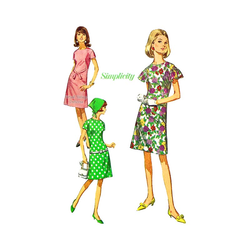 Simplicity 6910 Jiffy Dress Pattern, Collarless A-line Dress with Flutter Sleeves, Uncut