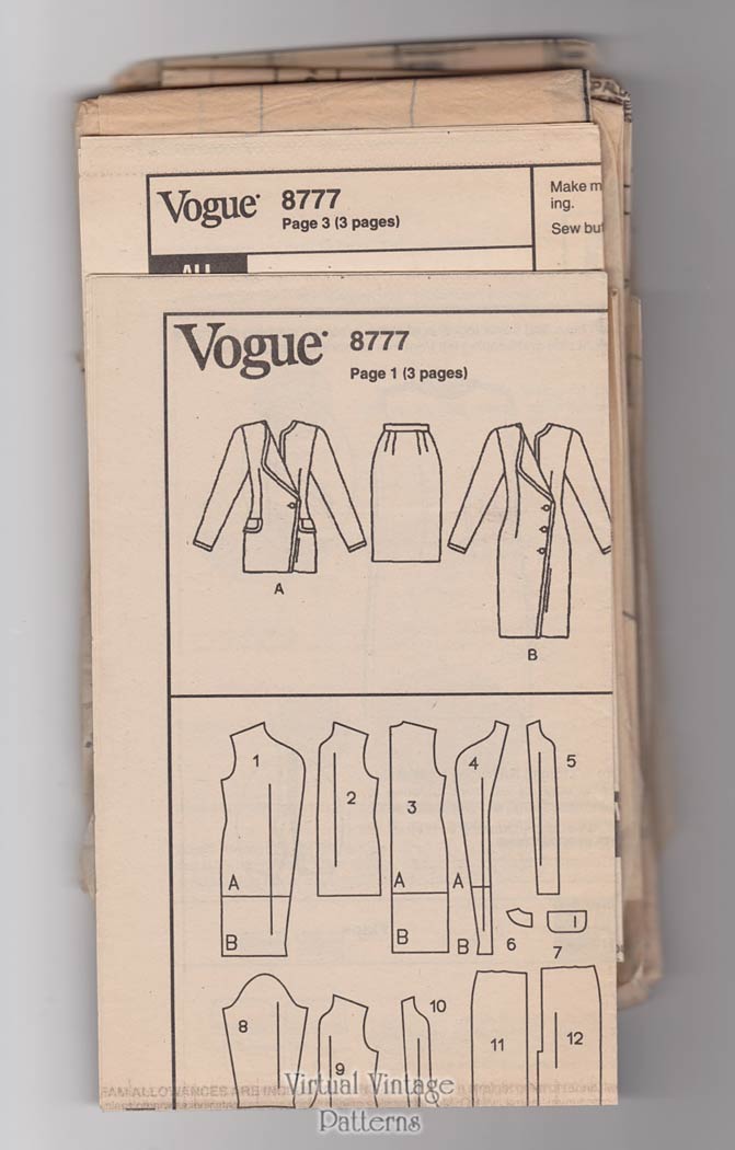 Vogue 8777, Asymmetrical Dress Pattern or Top & Skirt Patterns, Bust 36, Easy Sewing