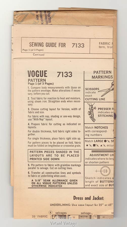 60s Cardigan Jacket & Shift Dress Pattern, Vogue 7133, Vintage Sewing Patterns, Uncut