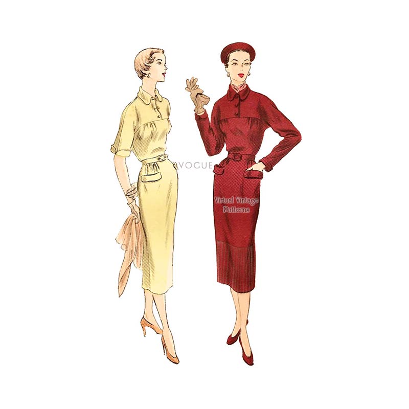 Womens Sheath Dress Pattern Vogue 7118, 1950s Vintage Sewing Pattern