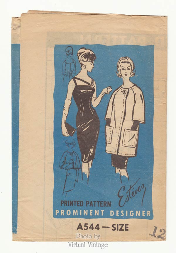 1960s Cocktail Dress Pattern Prominent Designer A544 by Luis Estévez Uncut