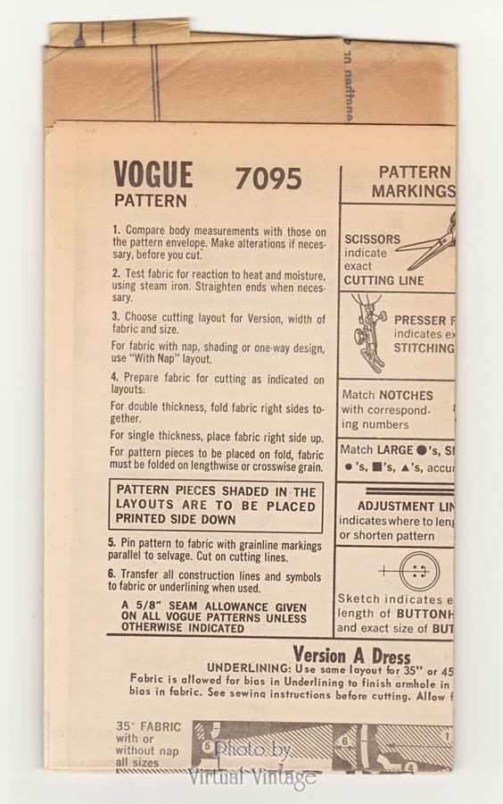 Vogue 7095 60s Tent Dress Pattern, Bust 34, Uncut