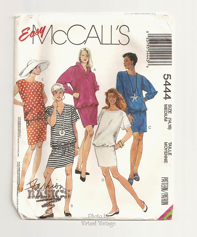 Stretch Knit Dress Pattern, McCalls 5444, Easy Sewing Patterns, Size 14 16, Uncut