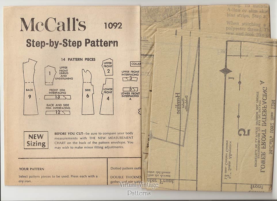 Mollie Parnis Vintage Dress Sewing Pattern, McCalls 1092, Bust 34, Uncut