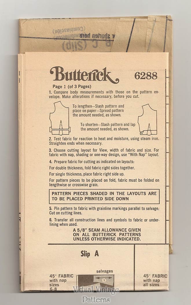Lingerie Sewing Pattern, Butterick 6288, Bra & Briefs, Slip, Petticoat, Bust 40, Uncut