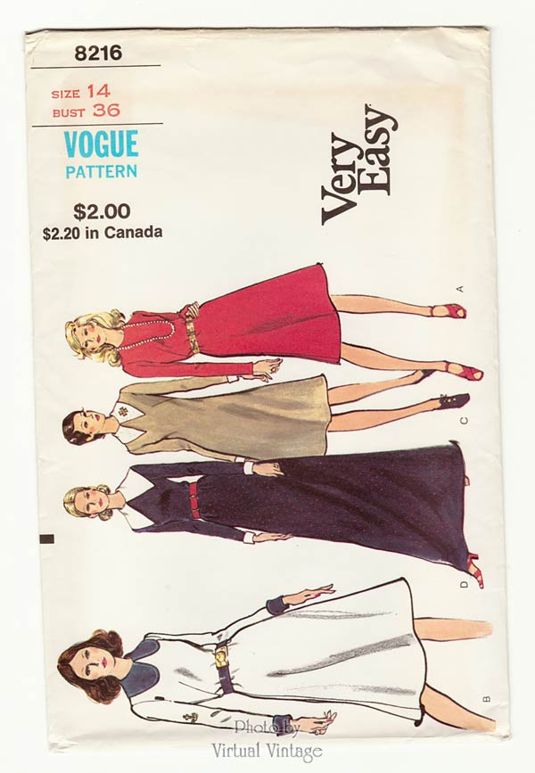 Very Easy Vogue 8216, A Line Evening Dress Pattern, Bust 36, Uncut