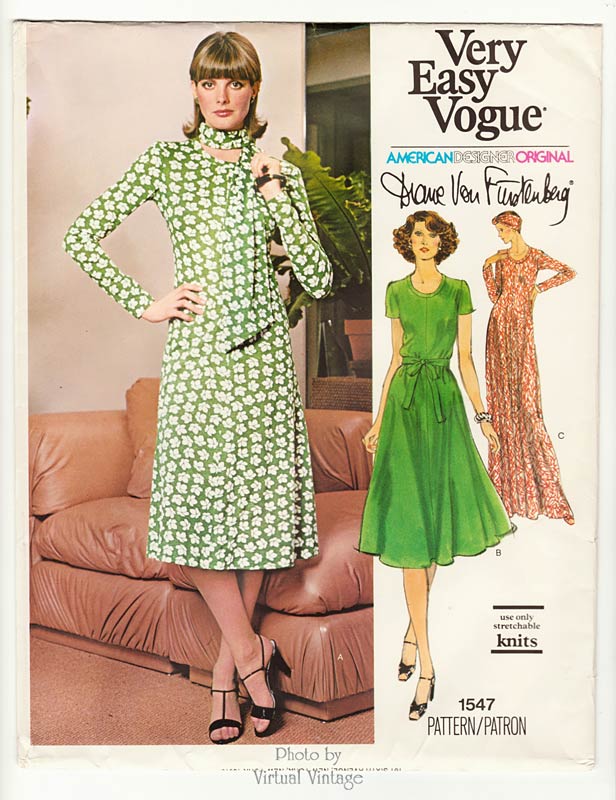 Vogue 1547, Diane Von Furstenberg Dress Pattern, Bust 34 Vintage Sewing Patterns