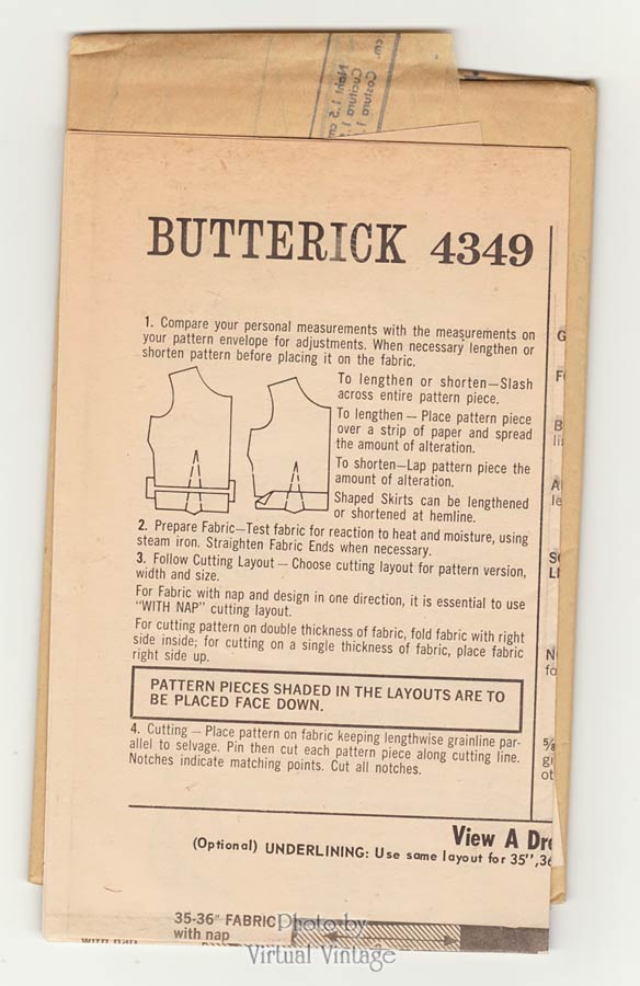 Vintage 1960s Tent Dress Pattern, Butterick 4349, Easy Sewing, Bust 34