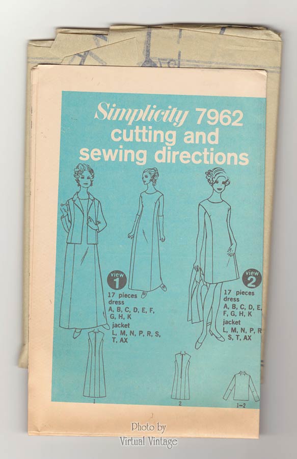 Jacket & Evening Gown Vintage Sewing Patterns, Simplicity 7962, Uncut