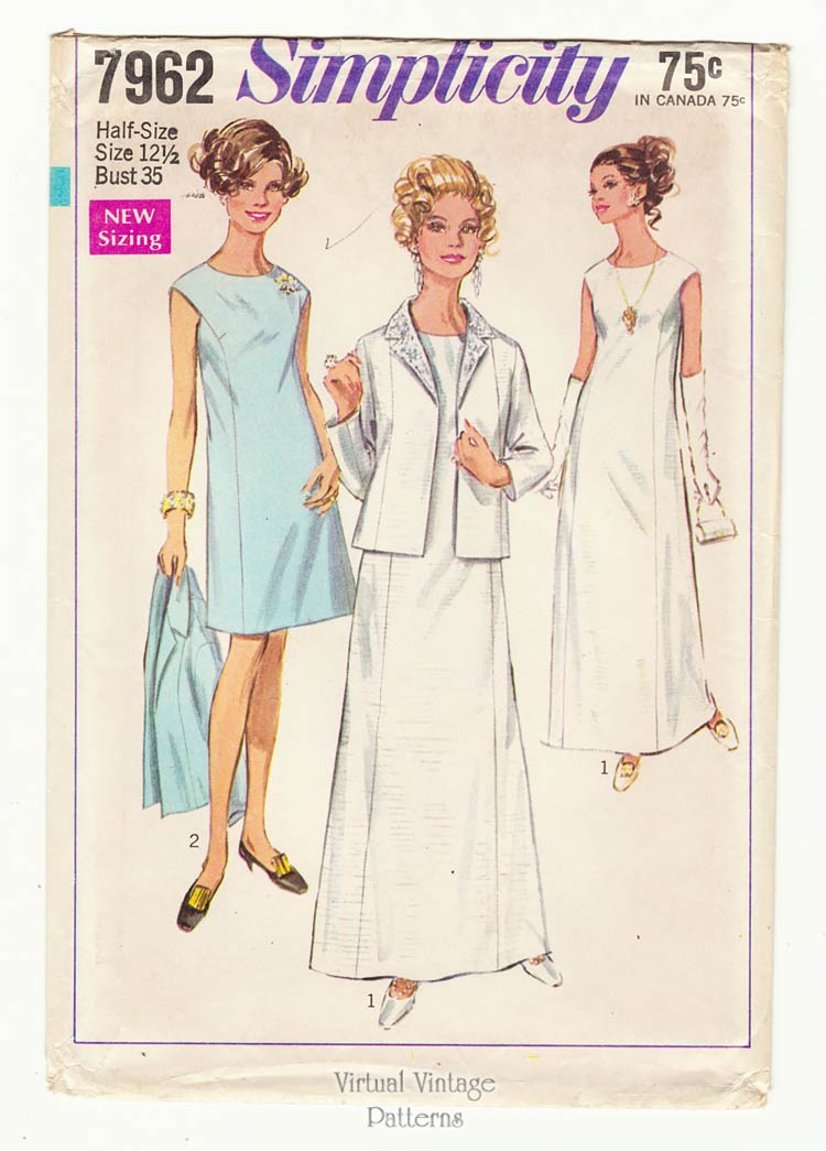 Jacket & Evening Gown Vintage Sewing Patterns, Simplicity 7962, Uncut