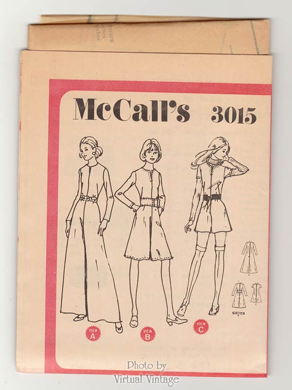 1970s Palazzo Jumpsuit Pattern McCalls 3015, Pant Dress, Culottes, Bust 38, Uncut