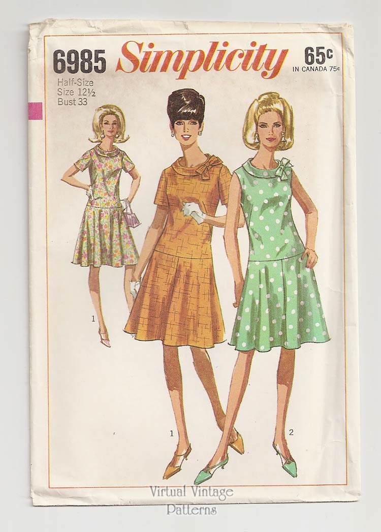 Vintage Drop Waist Dress Pattern, Simplicity 6985 Virtual Vintage