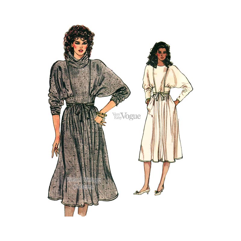 Cowl Neck Dress Pattern, Very Easy Vogue 8516, Size 6 8 10, Uncut