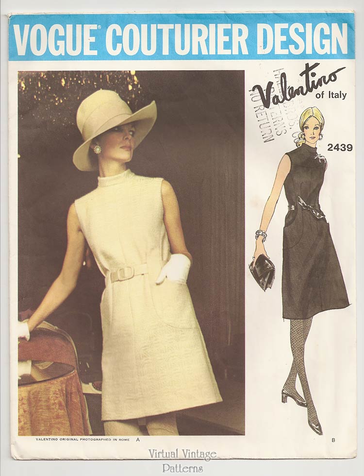 Vintage Valentino Vogue Couturier 2439, Sleeveless A Line Dress Pattern, Bust 36, Uncut