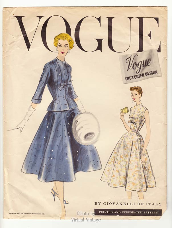 Vogue Couturier 928 1950s Dress Pattern with Jacket by Giovanelli, Bust 34