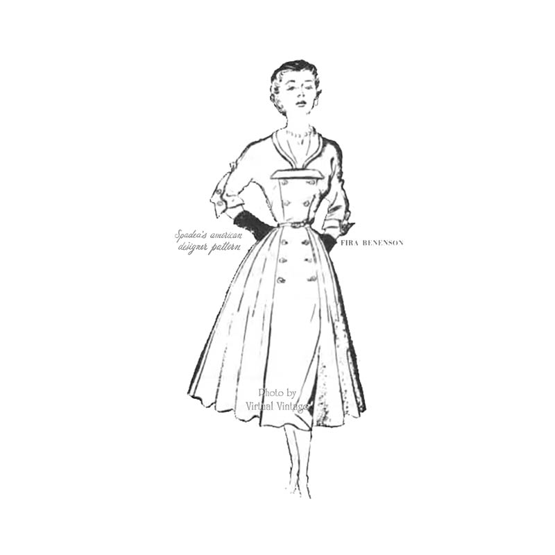 Spadea 1106 Fira Benenson Dress Pattern, 1950s Full Skirt Dress, Bust 35