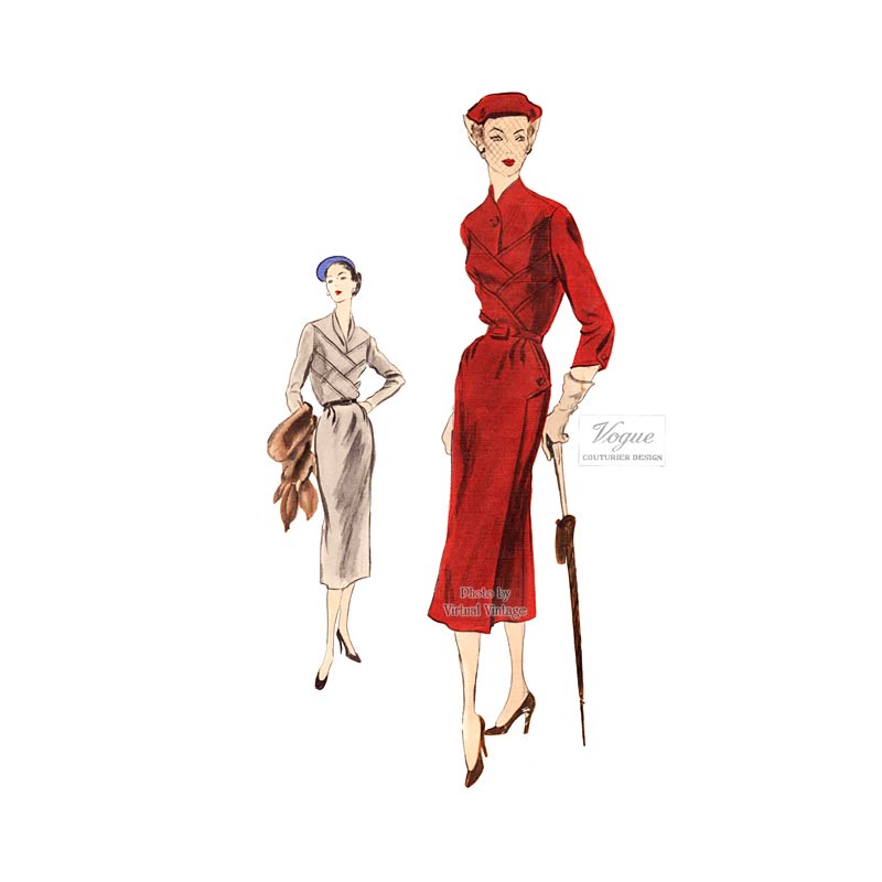 1950s Couture Dress Pattern, Vogue Couturier 700, Bust 36 Vintage Sewing Pattern