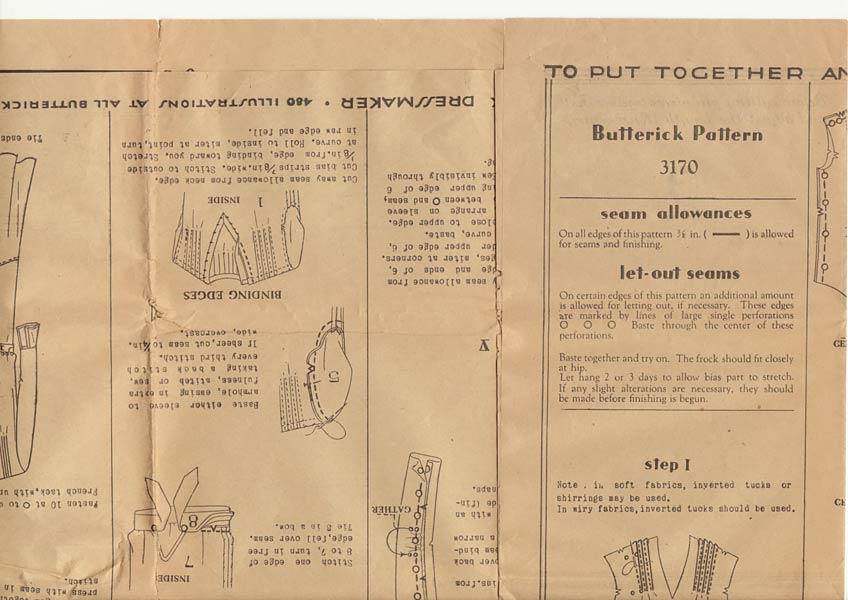 1920s Day Dress Pattern, Butterick 3170 Vintage Sewing Pattern, Bust 40