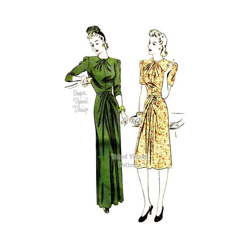 1940s Evening Dress Pattern, Vogue Special Design S-4274, Bust 30